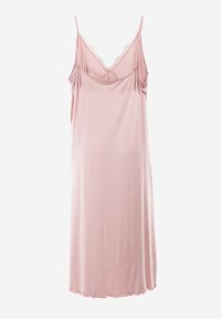Renee - Ciemnoróżowa Długa Koszula Nocna z Koronką Onave. Kolekcja: plus size. Kolor: różowy. Materiał: koronka. Długość: długie. Wzór: koronka #2