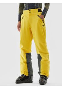 4f - Spodnie narciarskie membrana Dermizax 20000 męskie - żółte. Kolor: żółty. Materiał: poliester, materiał, dzianina. Technologia: Dermizax. Sezon: zima. Sport: narciarstwo