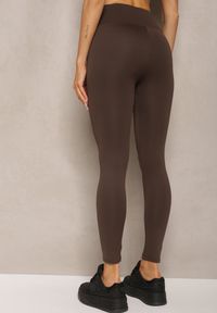 Renee - Brązowe Sportowe Legginsy High Waist Vesara. Okazja: na co dzień. Stan: podwyższony. Kolor: brązowy. Długość: długie. Styl: sportowy #5