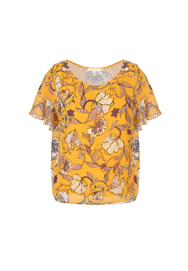 Patrizia Pepe Bluzka | DC1072/A307 | Kobieta | Pomarańczowy, Fioletowy. Okazja: na co dzień. Kolor: wielokolorowy, fioletowy, pomarańczowy. Materiał: poliester. Wzór: aplikacja. Sezon: lato. Styl: casual, elegancki