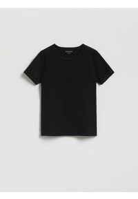 Reserved - Prążkowany t-shirt - czarny. Kolor: czarny. Materiał: prążkowany #1