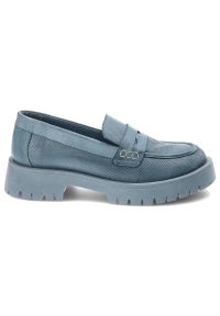 Niebieskie Mokasyny Venezia Wygodne Skórzane Buty. Kolor: niebieski. Materiał: skóra. Szerokość cholewki: normalna. Styl: elegancki #2