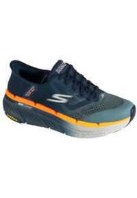 skechers - Buty do biegania męskie, Slip-Ins: Max Cushioning Premier 2.0. Kolor: niebieski. Materiał: materiał, syntetyk. Szerokość cholewki: normalna