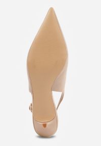 Renee - Ciemnobeżowe Sandały Slingback na Szpilce Kaczuszce Vetilia. Okazja: na co dzień. Zapięcie: sprzączka. Kolor: beżowy. Materiał: jeans. Sezon: wiosna. Obcas: na szpilce. Styl: casual, elegancki, klasyczny #2