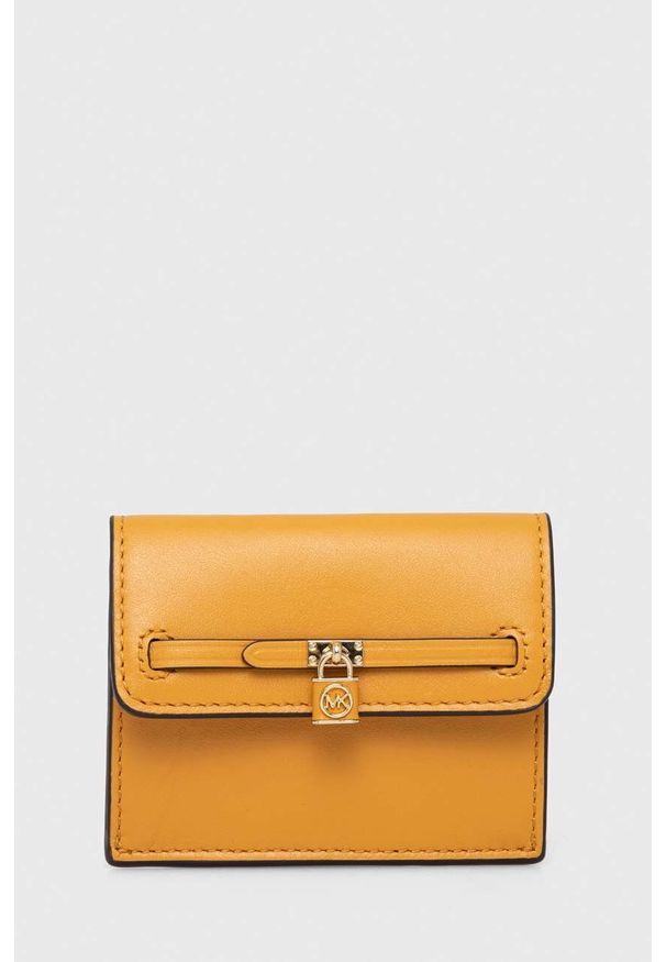 MICHAEL Michael Kors portfel skórzany damski kolor żółty. Kolor: żółty. Materiał: skóra
