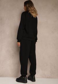 Renee - Czarny Komplet Dresowy z Bawełną Spodnie ze Ściągaczami i Bluza Nirrive. Kolor: czarny. Materiał: dresówka, bawełna #4
