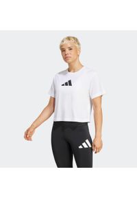 Adidas - Koszulka fitness damska ADIDAS. Kolor: biały. Materiał: materiał, skóra. Sport: fitness