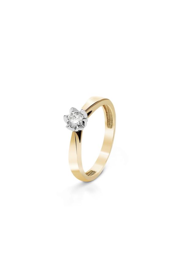 W.KRUK - Pierścionek zaręczynowy złoty Romantyczny - 0,25 ct. Materiał: złote. Kolor: złoty. Kamień szlachetny: diament, brylant