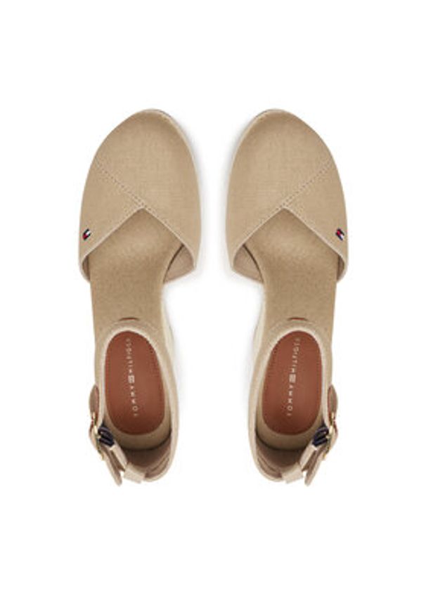 TOMMY HILFIGER - Tommy Hilfiger Półbuty Flag High Wedge Espad Closed Toe FW0FW08494 Beżowy. Kolor: beżowy. Materiał: materiał