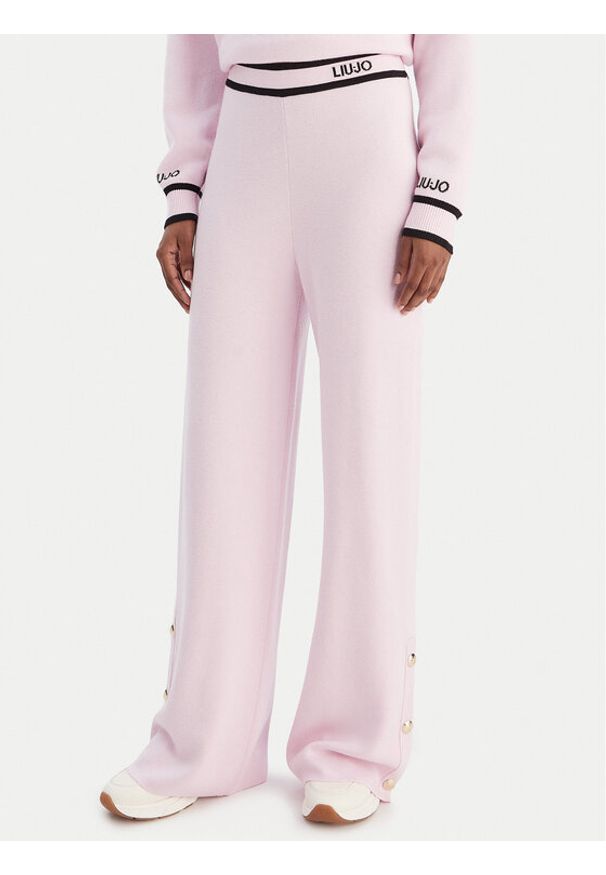 Liu Jo Sport Spodnie dzianinowe TF5252 MS59L Różowy Relaxed Fit. Kolor: różowy. Materiał: wiskoza. Styl: sportowy