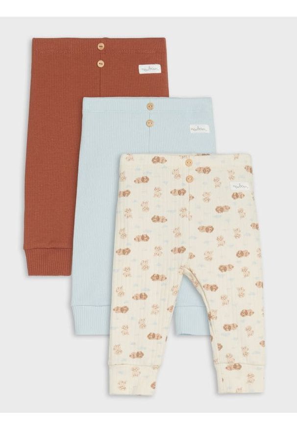 Sinsay - Prążkowane spodnie z ozdobnymi guzikami 3 pack - kremowy. Kolor: kremowy. Materiał: prążkowany