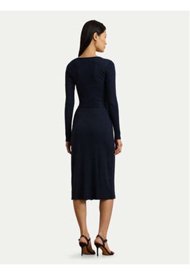Lauren Ralph Lauren - LAUREN RALPH LAUREN Sukienka dzianinowa 250889290005 Granatowy Slim Fit. Kolor: niebieski. Materiał: bawełna