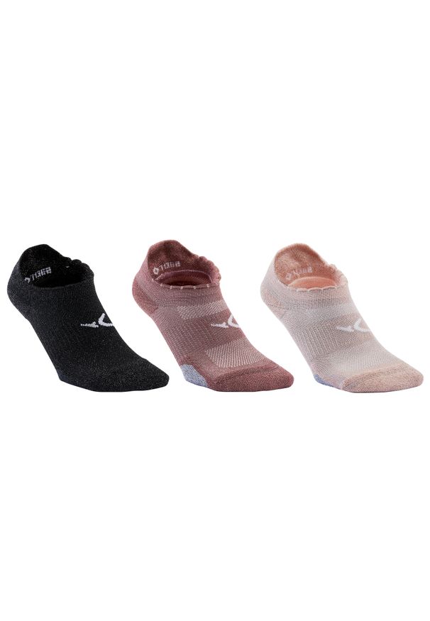 DOMYOS - Skarpetki fitness Domyos niskie. Kolor: wielokolorowy, czarny, fioletowy. Materiał: włókno, elastan, poliamid, wiskoza, materiał. Wzór: ze splotem. Sport: fitness