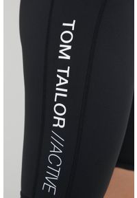 Tom Tailor Szorty damskie kolor czarny z nadrukiem medium waist. Kolor: czarny. Materiał: dzianina. Wzór: nadruk #4