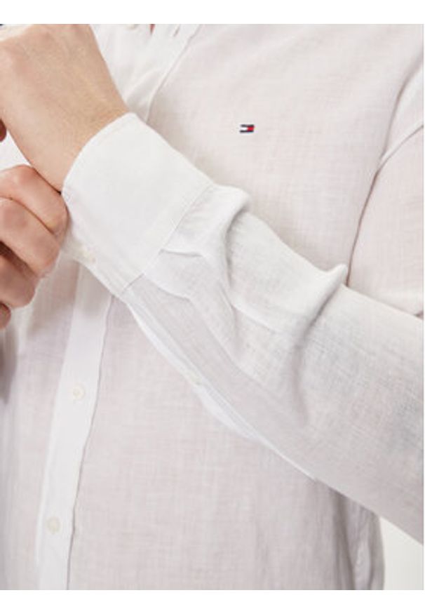 TOMMY HILFIGER - Tommy Hilfiger Koszula MW0MW34602 Biały Regular Fit. Kolor: biały. Materiał: len