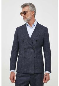 BOSS garnitur wełniany kolor granatowy. Kolor: niebieski. Materiał: wełna #8