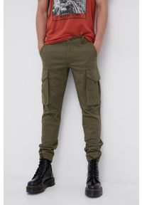 Only & Sons Spodnie męskie kolor zielony w fasonie cargo. Okazja: na co dzień. Kolor: zielony. Materiał: bawełna, tkanina. Wzór: gładki. Styl: casual