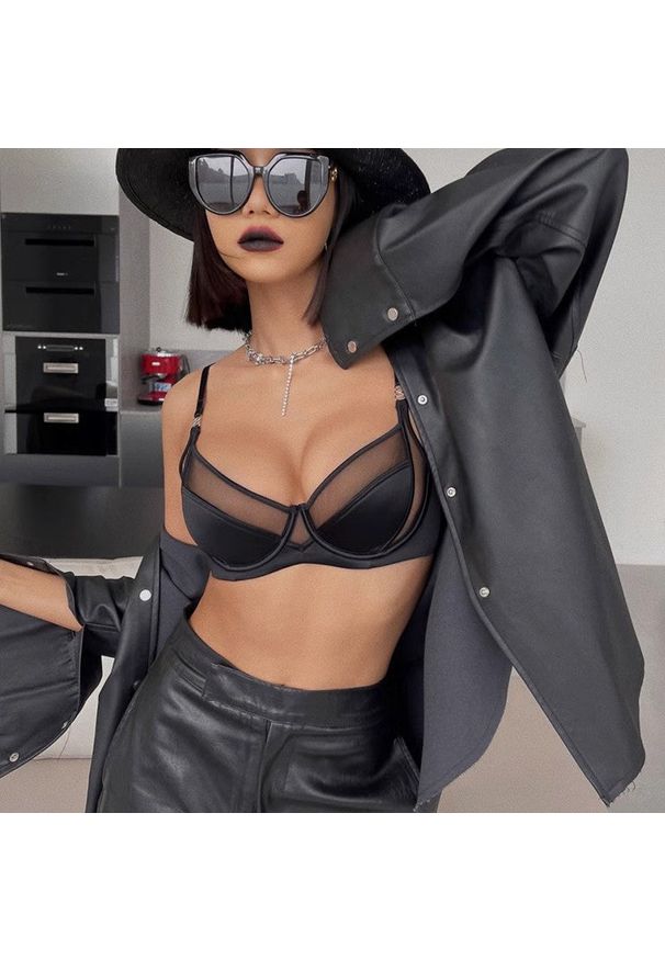 Intica - Zestaw bielizny z siateczką zapewniający wygodę i wsparcie Marvis. Kolor: czarny. Materiał: materiał