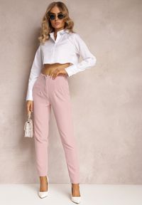 Renee - Różowe Spodnie z Prostymi Nogawkami i Imitacją Kieszeni Viarvi. Kolor: różowy. Styl: elegancki
