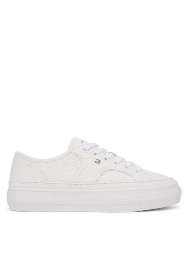 TOMMY HILFIGER - Tommy Hilfiger Sneakersy Platform Vulc Piping Ltr FW0FW09393 Biały. Kolor: biały. Materiał: skóra. Obcas: na platformie