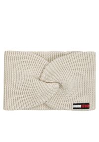 TOMMY HILFIGER - Tommy Hilfiger Opaska materiałowa Elongated Flag AW0AW16776 Beżowy. Kolor: beżowy. Materiał: materiał, bawełna