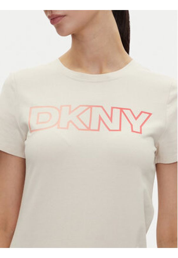 DKNY Sport T-Shirt DP5T1193 Beżowy Regular Fit. Kolor: beżowy. Materiał: bawełna. Styl: sportowy