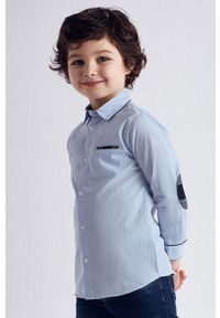 Mayoral - Koszula dziecięca. Typ kołnierza: kołnierzyk klasyczny. Kolor: niebieski. Materiał: tkanina, len, materiał, bawełna. Długość rękawa: długi rękaw. Długość: długie. Wzór: gładki. Styl: elegancki, klasyczny #1