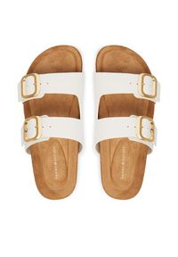 TOMMY HILFIGER - Tommy Hilfiger Klapki Double Strap Cork Sandals FW0FW09118 Biały. Kolor: biały. Materiał: skóra #2