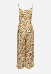 Born2be - Zielony Kombinezon w Kwiatowy Wzór z Szerokimi Nogawkami i Sznurkiem w Talii Celiana. Kolor: zielony. Materiał: wiskoza. Długość rękawa: na ramiączkach. Wzór: kwiaty. Sezon: lato. Styl: boho #6