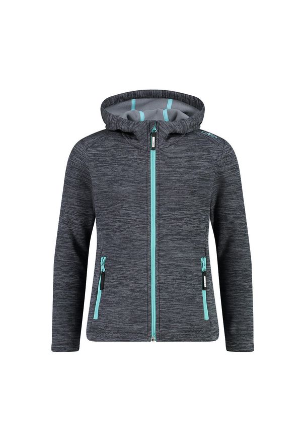 Kurtka turystyczna z kapturem dla dziewczynki CMP. Typ kołnierza: kaptur. Kolor: szary, niebieski, wielokolorowy