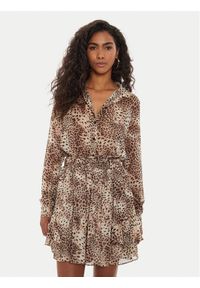 Guess Koszula W4YH65 WDW82 Brązowy Regular Fit. Kolor: brązowy. Materiał: syntetyk