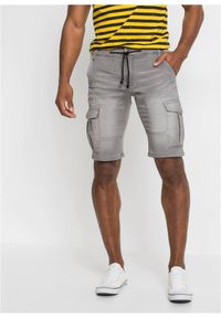 bonprix - Bermudy dżinsowe ze stretchem, regular fit. Kolor: szary. Styl: elegancki #1