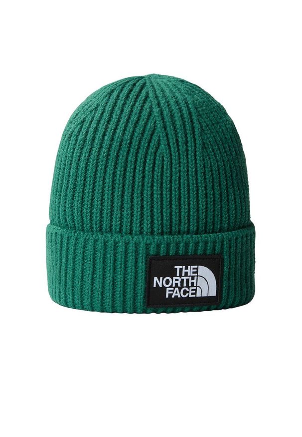 Czapka The North Face Logo Box Beanie 0A3FJXNL11 - zielona. Kolor: zielony. Materiał: akryl. Wzór: aplikacja. Styl: klasyczny