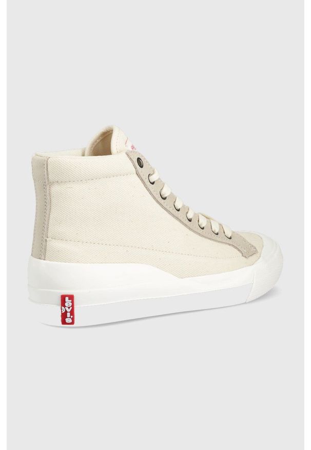Levi's® - Levi's trampki Ls1 High S damskie kolor beżowy. Okazja: na spotkanie biznesowe. Nosek buta: okrągły. Zapięcie: sznurówki. Kolor: beżowy. Materiał: guma. Styl: biznesowy