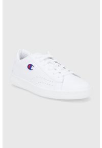 Champion Buty kolor biały na płaskiej podeszwie. Nosek buta: okrągły. Zapięcie: sznurówki. Kolor: biały. Materiał: guma. Obcas: na płaskiej podeszwie #4