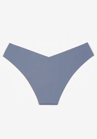 Renee - Niebieskie Bezszwowe Majtki Brazyliany Melzeki. Kolor: niebieski. Materiał: jeans. Wzór: gładki
