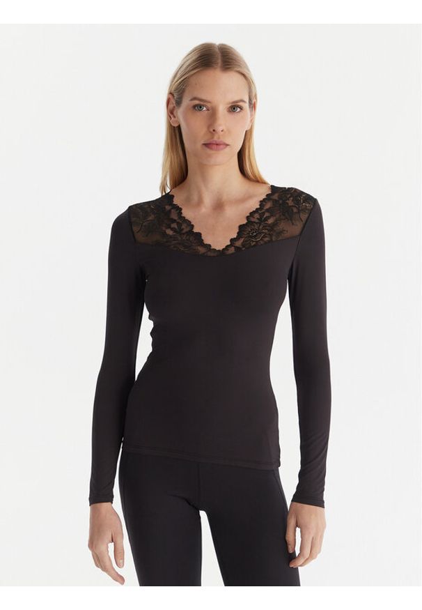 YSABEL MORA - Ysabel Mora Koszulka piżamowa 19487 Czarny Slim Fit. Kolor: czarny. Materiał: syntetyk