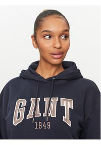 GANT - Gant Bluza Rel Logo Hoodie 4200726 Granatowy Relaxed Fit. Kolor: niebieski. Materiał: bawełna