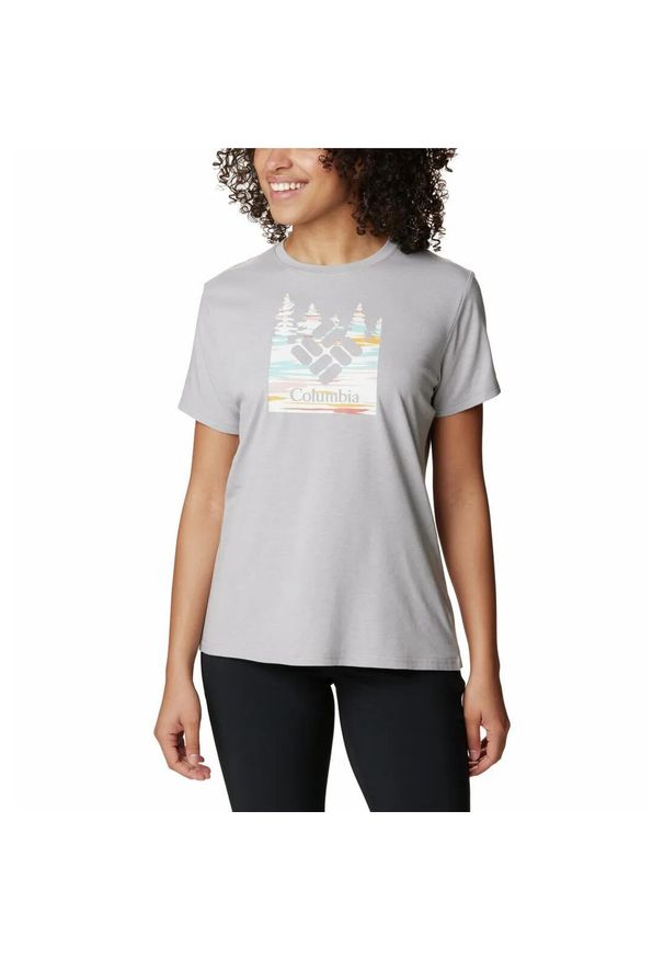 columbia - Koszulka Turystyczna Damska Columbia Sun Trek SS Graphic T-Shirt. Kolor: szary