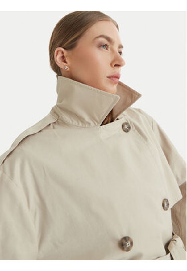 Calvin Klein Trencz LV044B540G Beżowy Regular Fit. Kolor: beżowy. Materiał: syntetyk