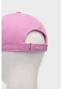 Pinko czapka bawełniana kolor różowy z aplikacją. Kolor: różowy. Materiał: bawełna. Wzór: aplikacja #2