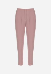 Born2be - Różowe Spodnie Cygaretki z Imitacją Kieszeni Anilnig. Kolor: różowy #2
