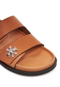 Tory Burch Klapki T Lock Sport Slide 166905 Brązowy. Kolor: brązowy. Materiał: skóra. Styl: sportowy #5