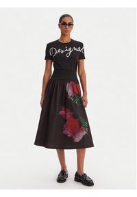 Desigual Spódnica midi 26SWFW02 Czarny Regular Fit. Kolor: czarny. Materiał: bawełna #5