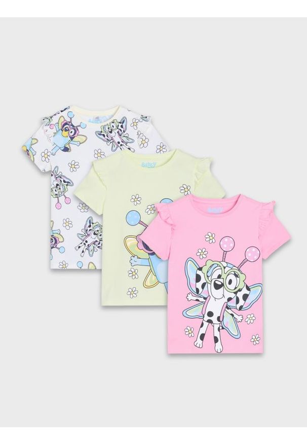Sinsay - Koszulki z ozdobnymi falbanami 3 pack Bluey - wielobarwny