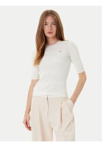 TwinSet - TWINSET Sweter 252TP3240 Beżowy Regular Fit. Kolor: beżowy. Materiał: wiskoza