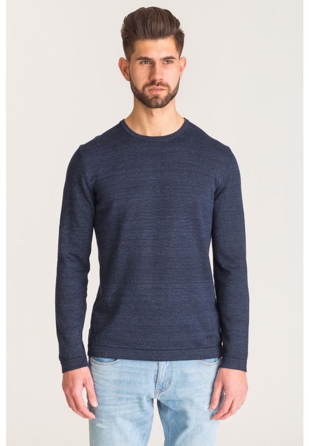 Niebieski sweter Joop! Collection z aplikacjami