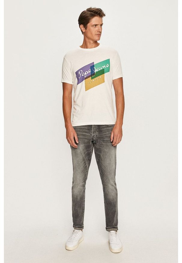 Pepe Jeans - T-shirt Morrison. Okazja: na co dzień. Kolor: biały. Wzór: nadruk. Styl: casual