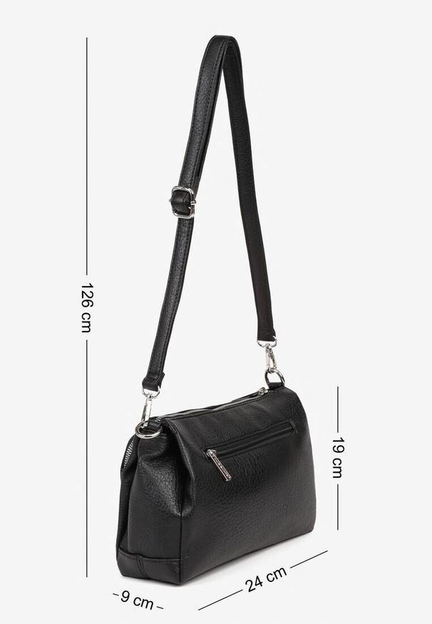 Renee - Czarna Torebka Typu Listonoszka z Zasuwaną Kieszenią z Przodu Izelia. Kolor: czarny. Styl: casual, elegancki