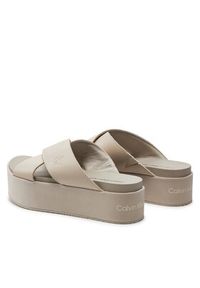 Calvin Klein Jeans Klapki Flatform Cross Mg Uc YW0YW01349 Beżowy. Kolor: beżowy. Materiał: skóra #5